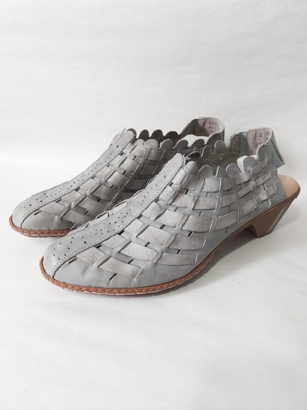 Rieker Women Metallic Perforated Woven Slingback Sandals Size 41 EU Low Heel